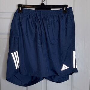 Adidas Men's Navy Athletic Shorts with White Accents